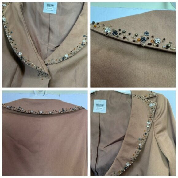 Moschino Vintage Beaded Cotton Peplum Blazer Jacket Cheap &Chic Ruffles Flare 10 - Picture 14 of 16